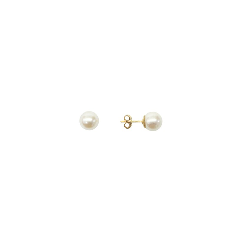 Boucles d'oreilles Isabelle Barrier 7.5mm en or jaune et perle de culture